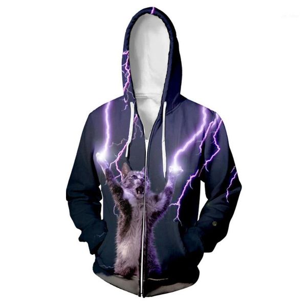 

wamni christmas 3d zipper sweatshirts man cat zipper unique hoodie sweatshirt hip hop woman fashion novelty harajuku tracksuit1, Black