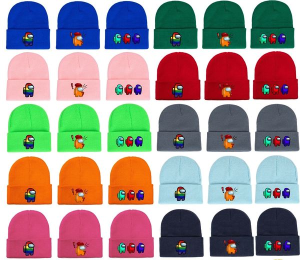 

2021 among us game beanie winter warm cap designer knitted hat outdoor riding skiing caps cute crochet beanie, Blue;gray