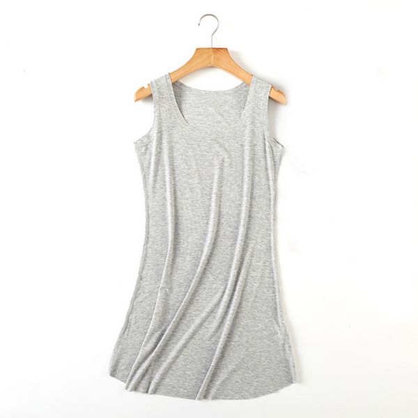 

2021 new summer night dress women seamless nightgown elastic slim soft solid sleep sleeveless nightie nightdress 18y1, Black;red