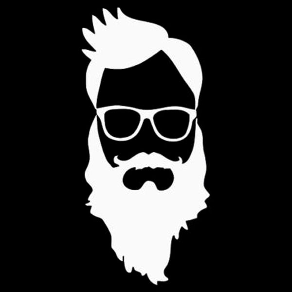 

6.6cm*14.2cm beard barber shop hair cut cool vinyl black/silver car sticker c22-0268