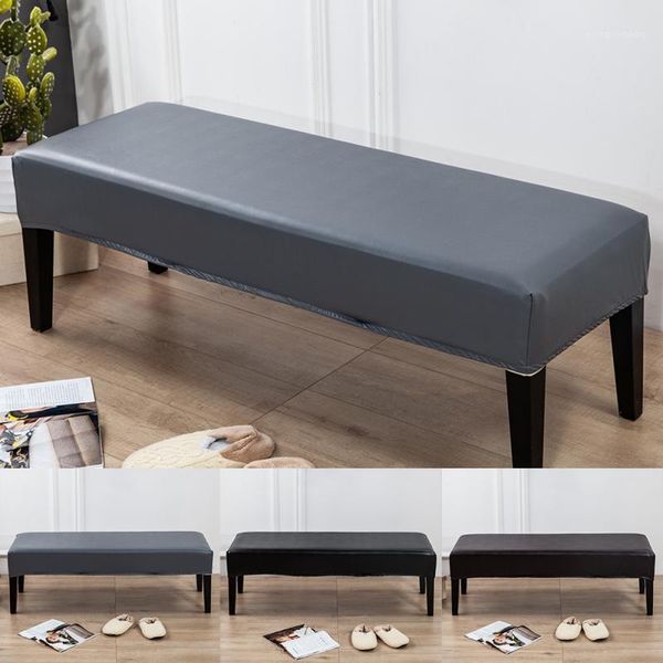 

dining room soft stretch stylish waterproof pu leather chair elastic bench cover kitchen washable furniture protector home decor1