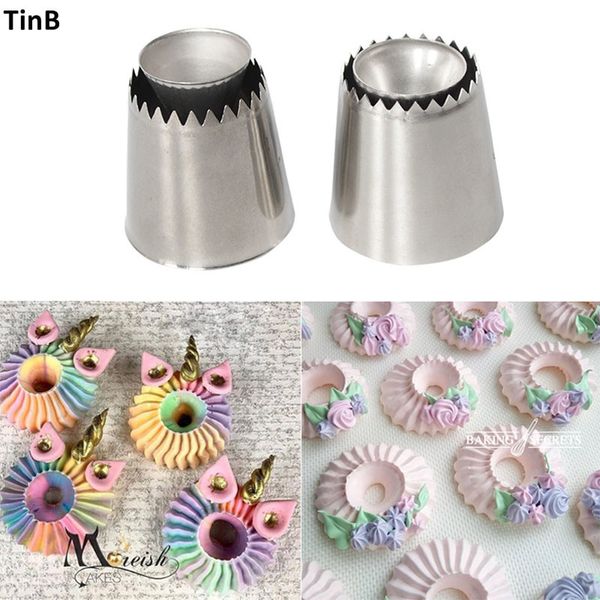 

new 2pcs/lot sulta ne ring cookies mold icing piping nozzles stainless steel russian cake pastry tips dessert decorators q1218