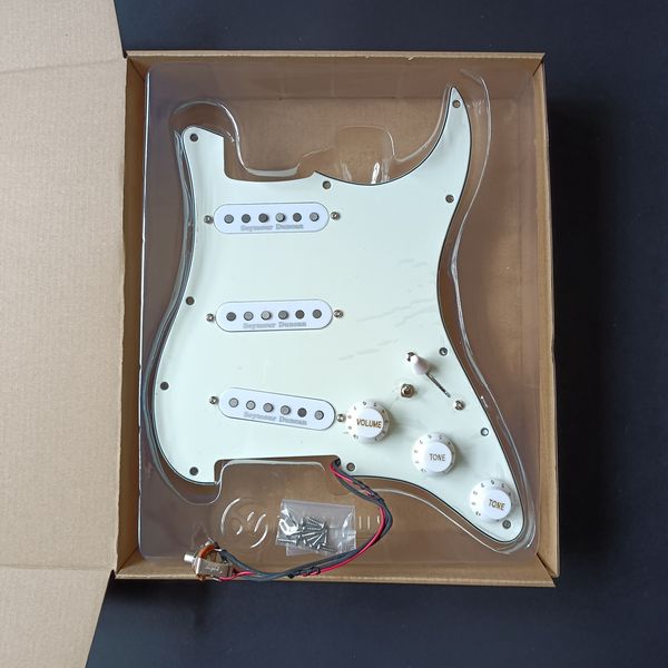 Upgrade geladener SSS -Pickguard White SDL1 Split Tell -Pickups CTS Pots Schweißgurte