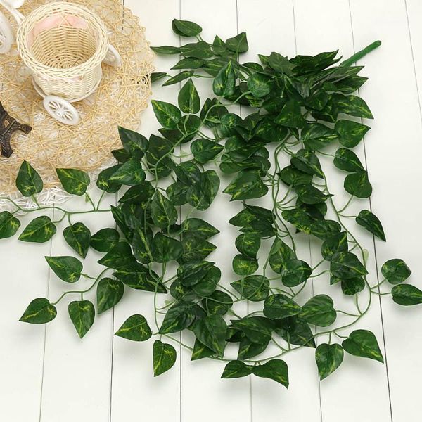 

decorative flowers & wreaths 1pcs artificial fake hanging vine plants leaves garland home garden wall decoration green plantas artificiales