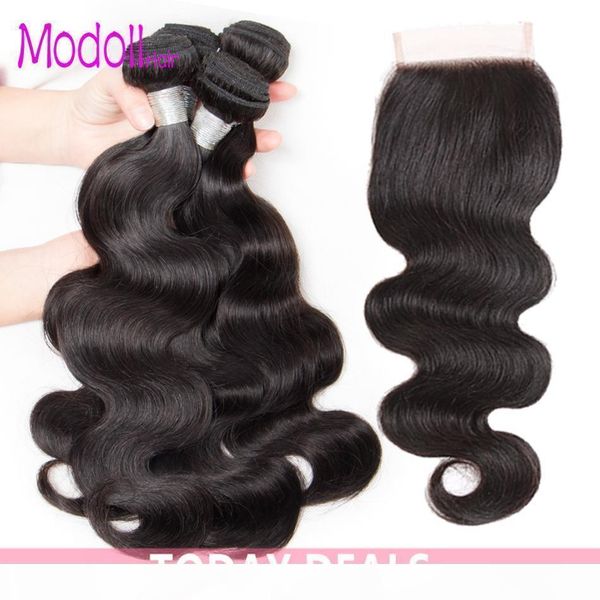 

9a brazilian virgin hair body wave bundles with closure brazilian unprocessed virgin hair weave 3 bundles human hair extension ing, Black;brown