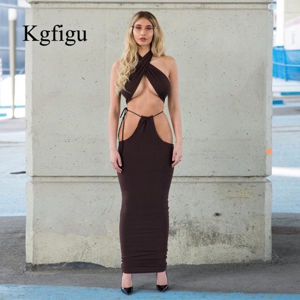 

kgfigu two pieces 2020 summer cotton strap backless matching halter neck cut out and pencil skirts wholesale price1, Gray