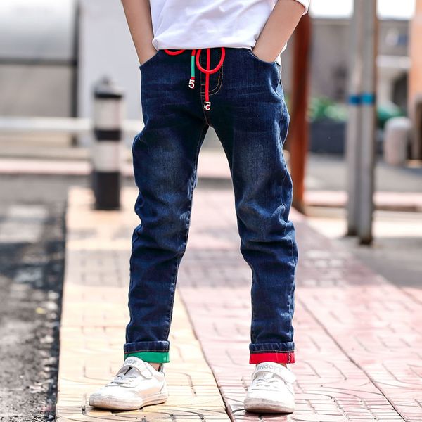 

kids pants big boys stretch joker jeans spring children pencil leggings autumn denim clothes for 4 to 14 years male child lj201203, Blue