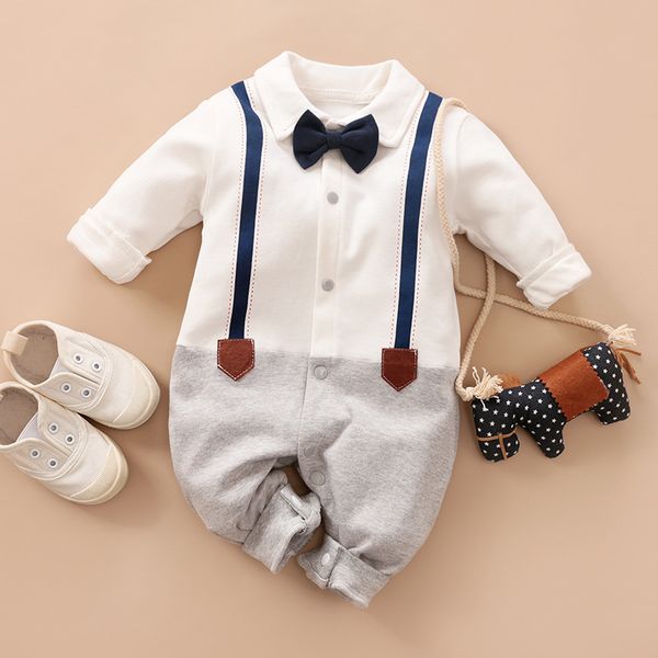 

newborn baby costumes gentleman baby suit bow strap long sleeve jumpsuit for baby ropa bebe 3 6 9 12  newborn boy clothes t200706, Blue