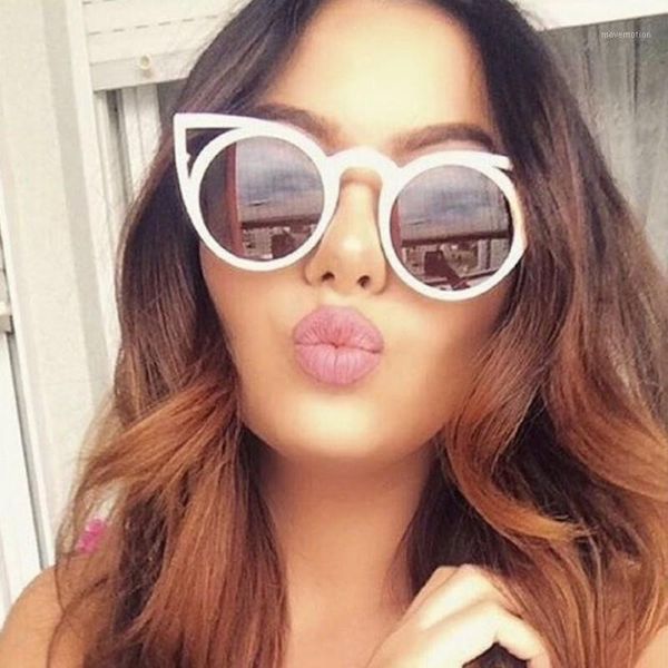 

fashion style cute cat ears rround metal sunglasses eyewear1, White;black