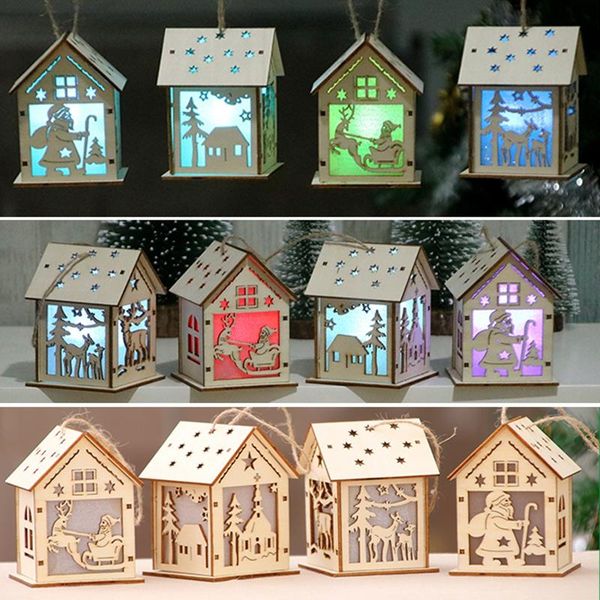 

christmas decorations fashion festival decoration tree hanging ornaments led light wood house holiday decor xmas gift