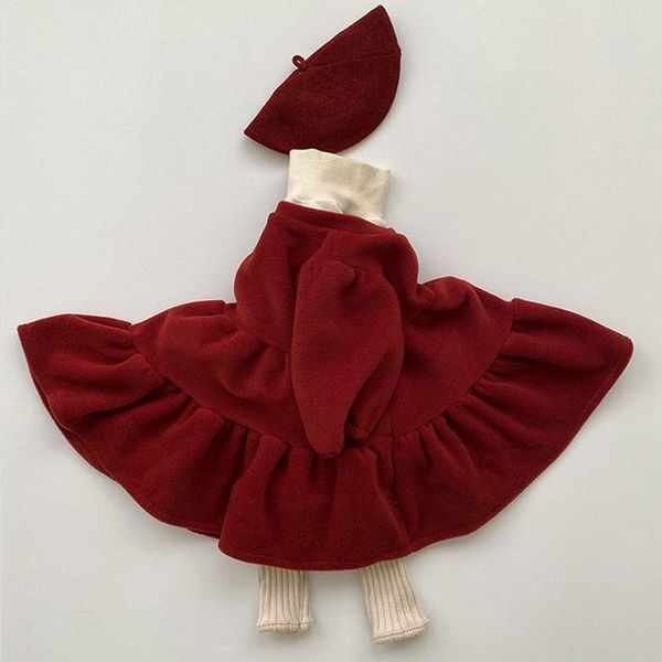

girl's dresses baby girl velvet dress set kids red dress+cape outfit toddler winter clothes children elegant princess frock year 2021, Red;yellow