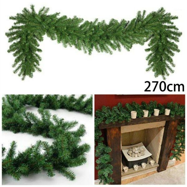 

1pc christmas garland 270cm 200-heads christmas xmas garland vine artificial pine green spruce decoration1