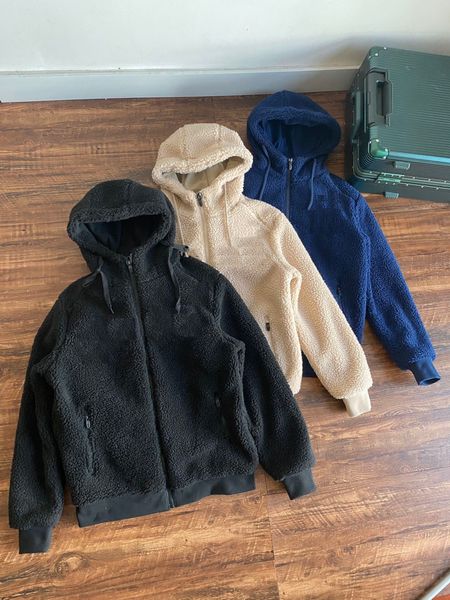 

wholesale d winter new autumn and family men and women casual versatile letter embroidery hooded loose lamb wool zipper coat hoodies jackets, Black;brown