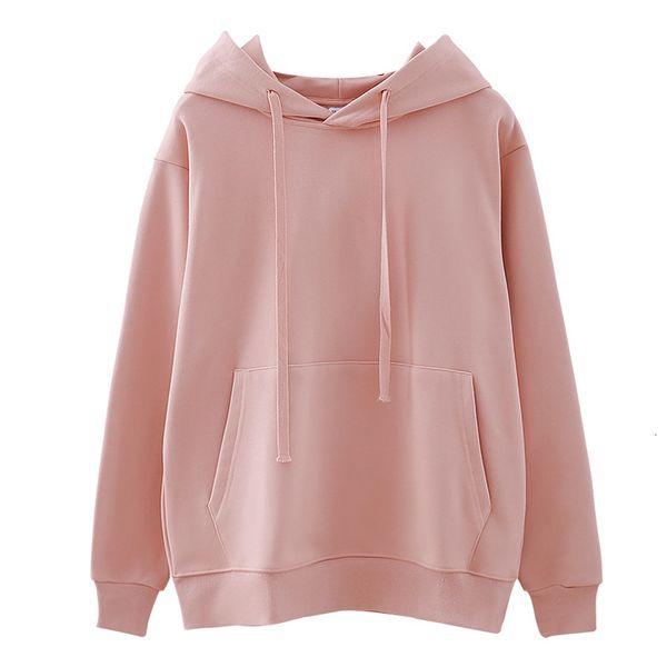 

2021 new spring long sleeve hooded pure color casual for cotton hoodies women sweatshirt u2s0, Black