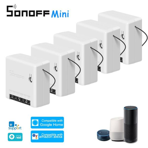 

smart automation modules 5pcs sonoff mini diy wifi switch two way small body light remote control module work with alexa itead