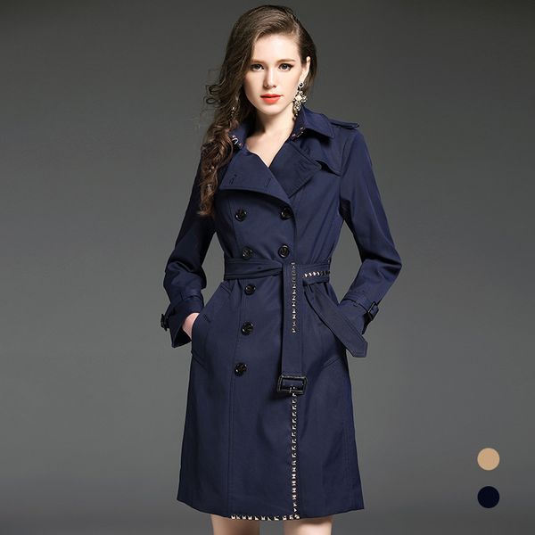 

2021 new women's trench coat for clothes long ladies new arrival fashion mujer kj124 bc9y, Tan;black