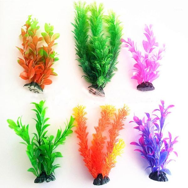 

6pcs artificial plastic water plants aquarium tank accessories turtle landscape simulated water grass l*51