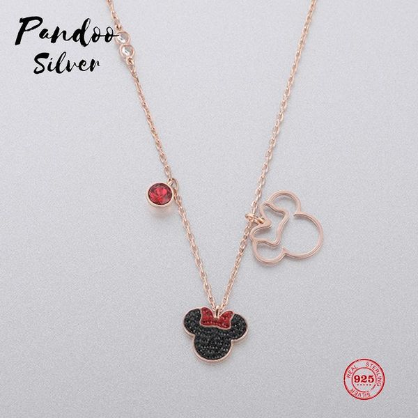 

pendant necklaces pandoo fashion charm original copy, cute mouse fun full necklace female luxury jewelry gifts, Silver