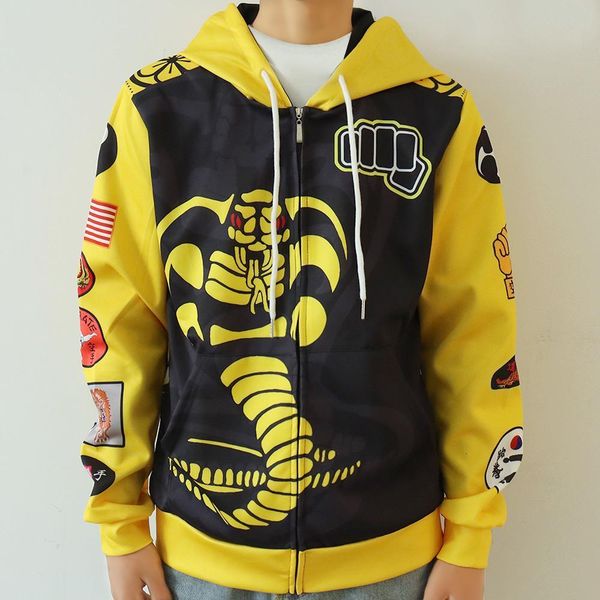

мужчины cobra kai hoodie carate dojo косплей толстовки 3d печать sudaderas человек одежда прохладная куртка пуловер толстовка для женщин, Black