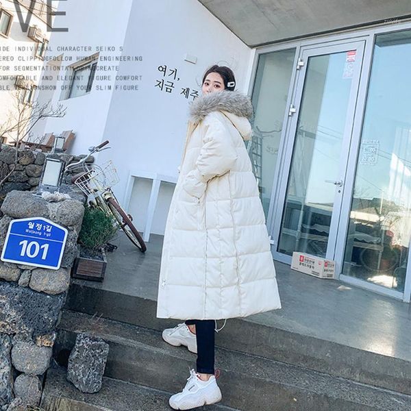

women's winter fashion jackets thick warm coat lady cotton faux fur long cotton-padded jackets with outerwear pocket hood1, Black