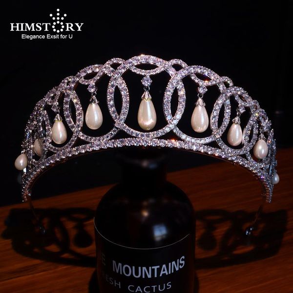 

himstory роскошные старинные принцессы tiaras crown freshwater pearl headband свадебные аксессуары для волос вечернее платье волосы двенадца, Golden;silver