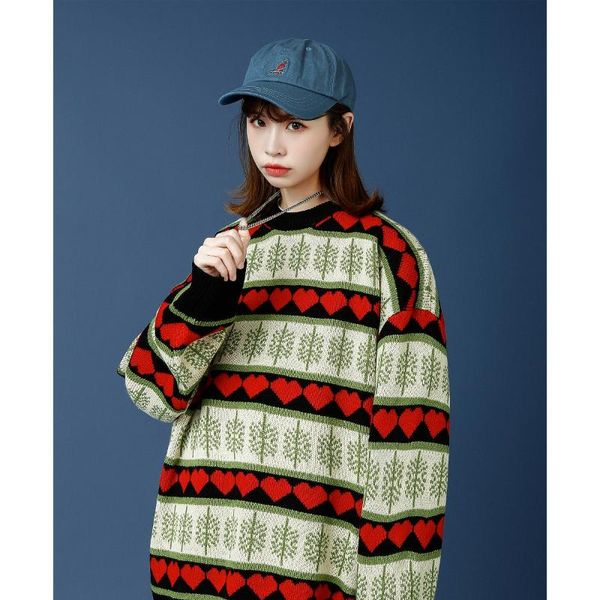 

women's sweaters snow and heart print for christmas warm clothing womens 2021 winter fashion trends oversized crew neck knitted jumpers, White;black