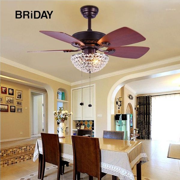 

electric fans 36 inch retro fan led light living room restaurant cafe bedroom crystal decorative ceiling with lights remote control1