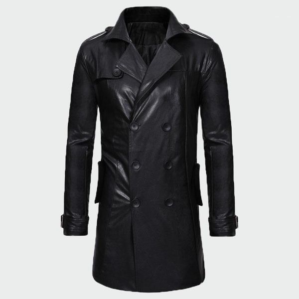 

2109 autumn men's pu leather jackets men new fashion popular medium length black cool coat males casual motorcycle coats ml2971