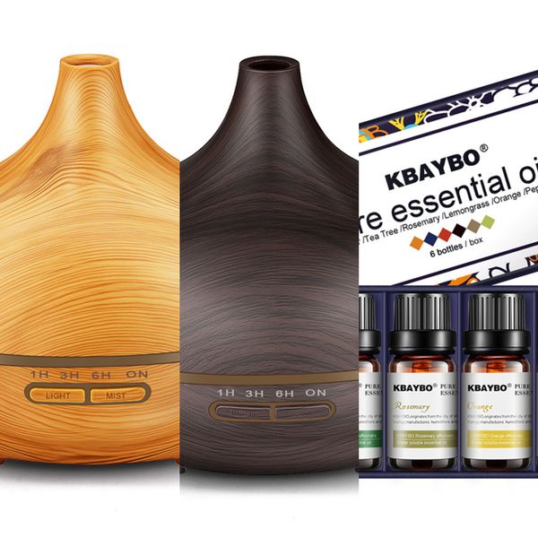 

300ml ultrasonic air humidifier aroma essential oil diffuser with wood grain 7 color changing led lights for office home