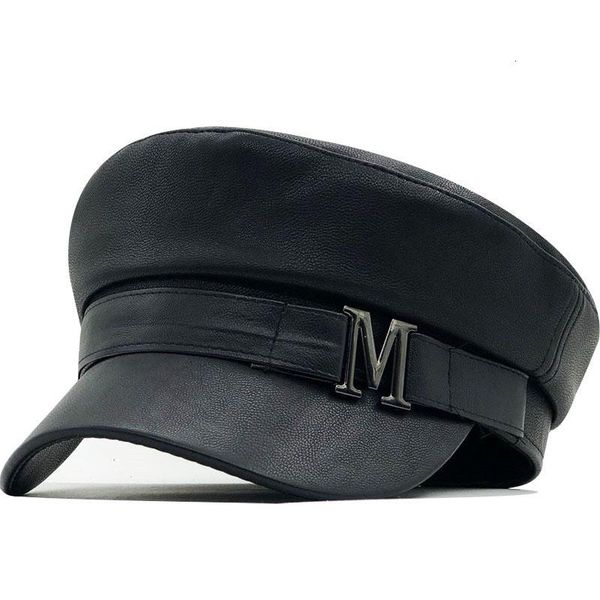 

berets beret female autumn winter hats for women ladies 100% pu leather cap boina feminina gorras bone vintage england black, Blue;gray