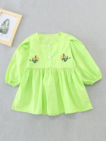 

toddler girls floral embroidery babydoll dress she, Red;yellow