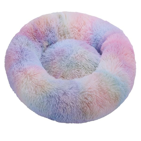 

drop shipping dog bed basket calming bed long plush pet kennel cats house shag fur donut cuddler cat bed for small f bbyifc