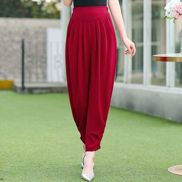 

new summer harem pants women plus size 4xl solid casual loose women trousers summer streetwear high waist wide leg pants, Black;white