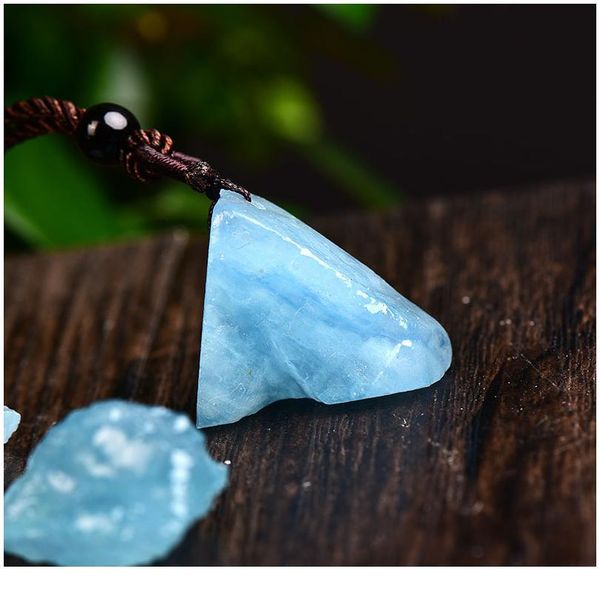

1pc fashion natural aquamarine original stone pendant mineral jewelry lucky men women souvenir qylgwx, Black