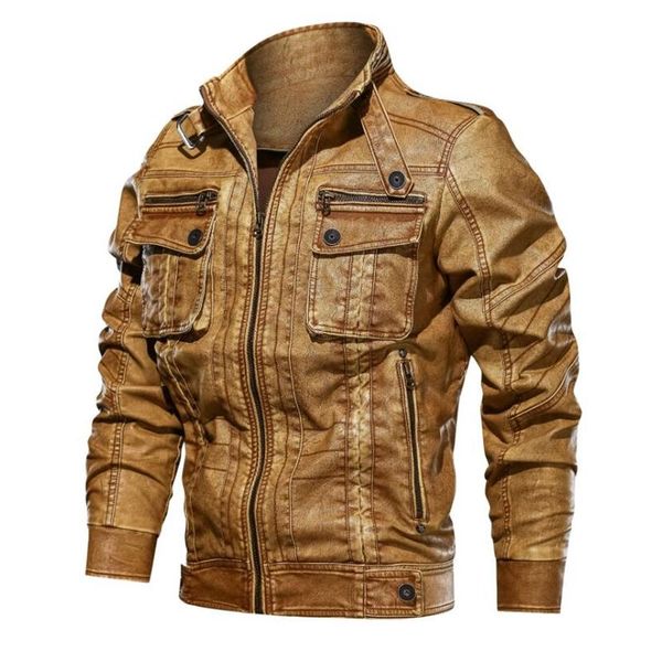 

motorcycle biker coat leather jacket windbreaker warm autumn winter pilot leather jackets dropshipping, Black