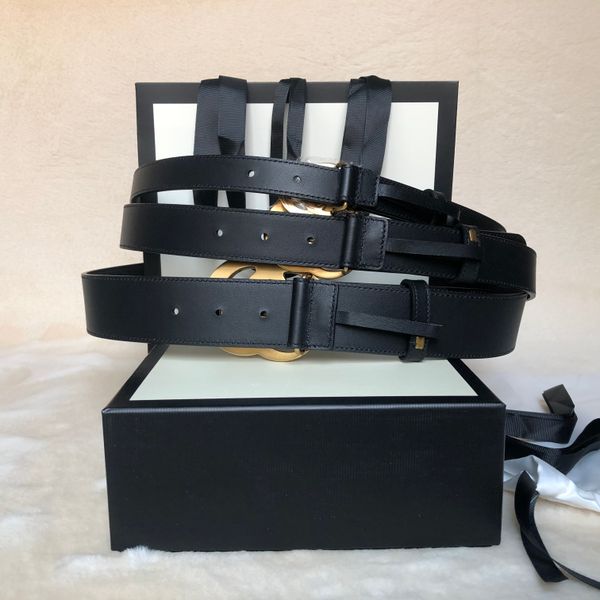 

classic 3 widths black genuine leather with pearl buckle women belt with box men belts men belts 453260, Black;brown