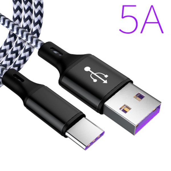 

5a type c braid nylon usb cable p30 p20 lite mate20 pro super fast charger charging cable samsung android phone