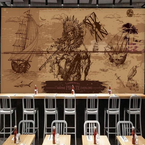 

drop shipping 3d mural europe the united states nostalgia old pirate mural bar restaurant background wall paper custom size1