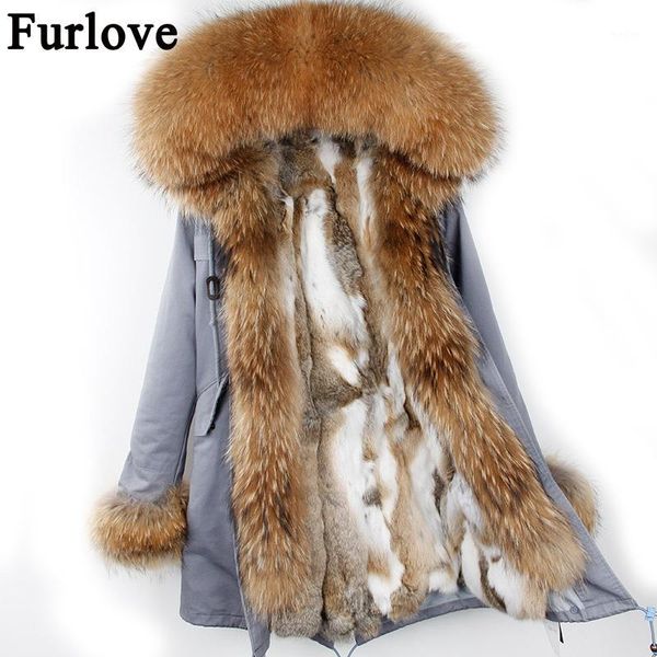 

2017 long winter jacket women outwear thick parkas raccoon natural real fur collar coat hooded real warm fur liner coat1, Black