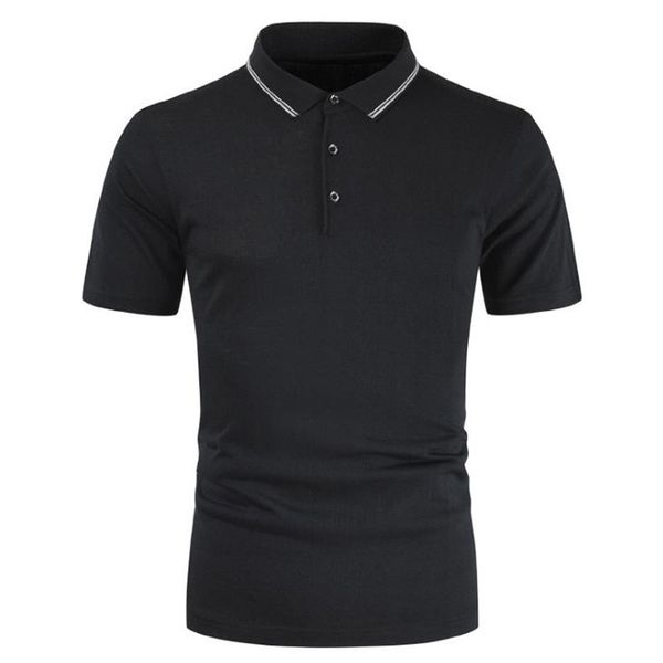 

summer short sleeve men turn-over collar fashion casual slim breathable solid color business men's polo shirt, White;black
