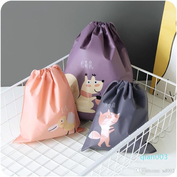

cute bundle cartoon pe drawstring pocket bag waterproof large capcity storage bags with rope for outdoor travel multi si