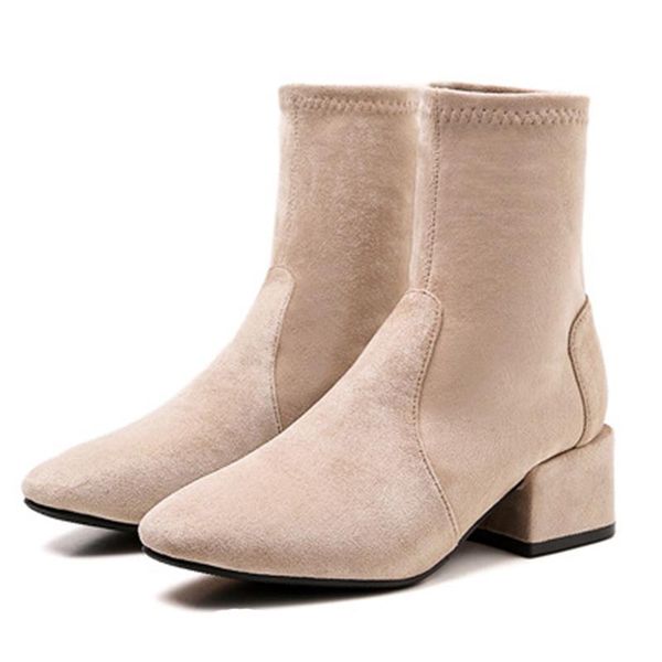 

women boots suede shoes short low-heeled ladies pointed toes plus size autumn and winter fashion plus velvet boot ladies, Black