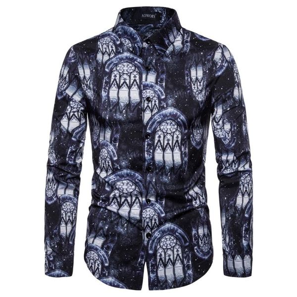 

men's casual shirts ys026 european fall 2021 autumn clothing large size fashion long sleeve printed shirt, White;black