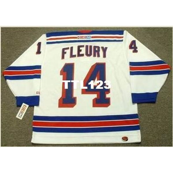 

mens #14 theoren fleury new york rangers 2001 ccm retro home hockey jersey or custom any name or number retro jersey, Black