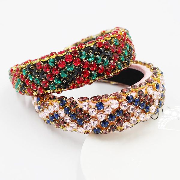 

gorgeous baroque hair jewelry bohemian padded crystal crown headbands exaggerated rhinestone tiara hairbands for women wedding