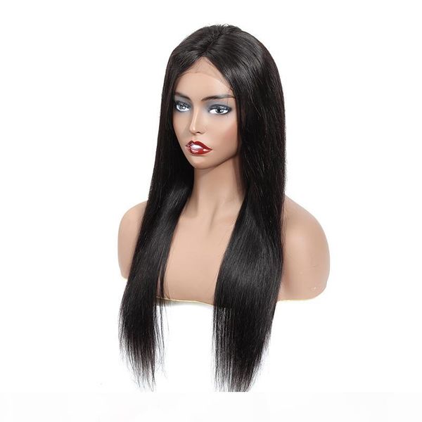 

malaysian straight hair wigs 4x4 lace frontal wigs new arrival 150% density malaysian human hair lace wig nature color, Black;brown