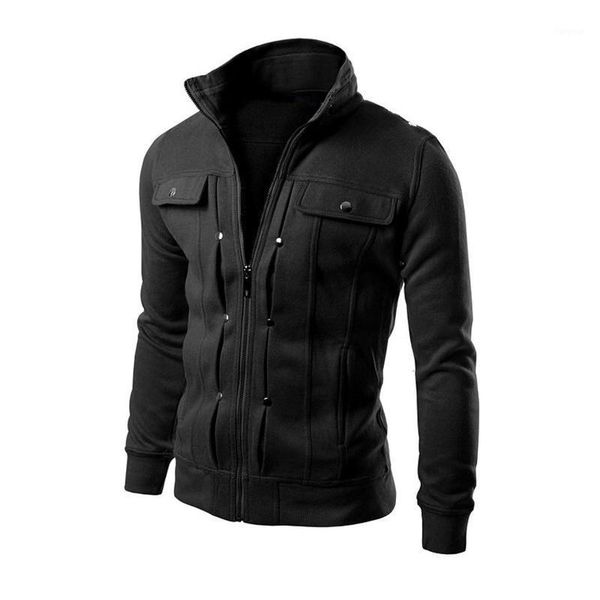 

2021 spring autumn stand collar men jacket casual cardigan button zipper male sweatshirt fashion solid slim men's jackets1, Black;brown
