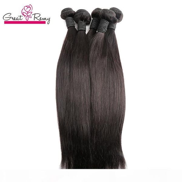 

greatremy indian brazilian unprocessed virgin human hair extensions silky straight dyeable human hair bundles 4pcs lot double weft extension, Black