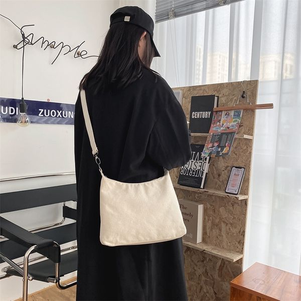 

fashion canvas solid color bucket shoulder handle bag portable women large capacity shopping street handbags tote