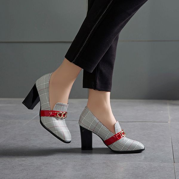 

sarairis trendy big size 48 chunky heels women's pumps elegant office lady high heeled women's shoes t200111, Black